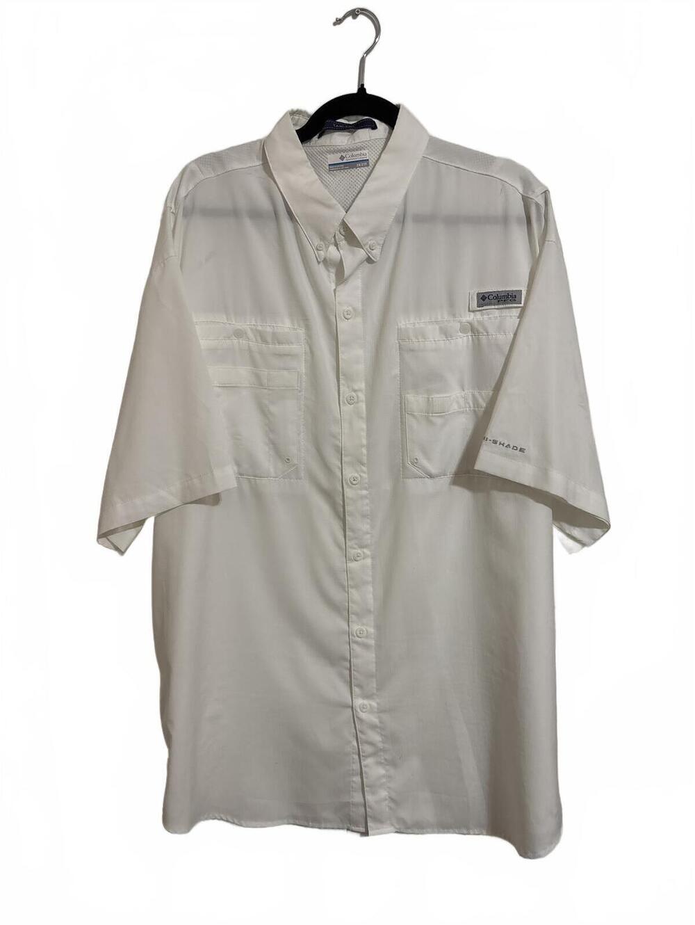 Columbia PFG Tamiami II Shirt Mens 2X White Short Sleeve Fishing Button Up UPF40